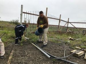 Filling holes around the tower