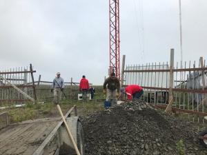 Filling holes around the tower