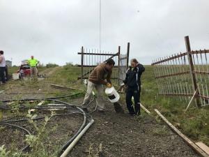 Filling holes around the tower