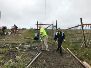 Filling holes around the tower