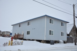 Outside in the winter. 