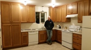 Fred in the finished  kitchen.  