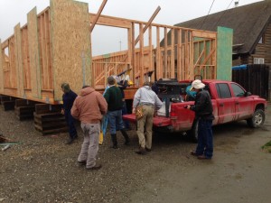 Loading the table saw.  