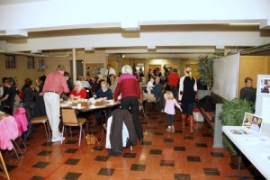 Going through the serving line.  